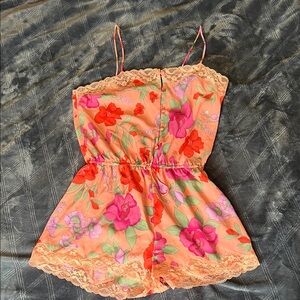 Victoria's Secret Floral Lace Chemise - Orange and Pink